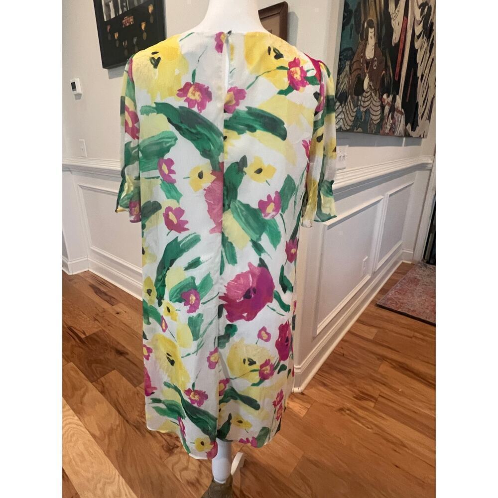 DKNY FLORAL SHORT chiffon TUNIC SUNDRESS WOMENS SIZE 12 - Picture 6 of 8
